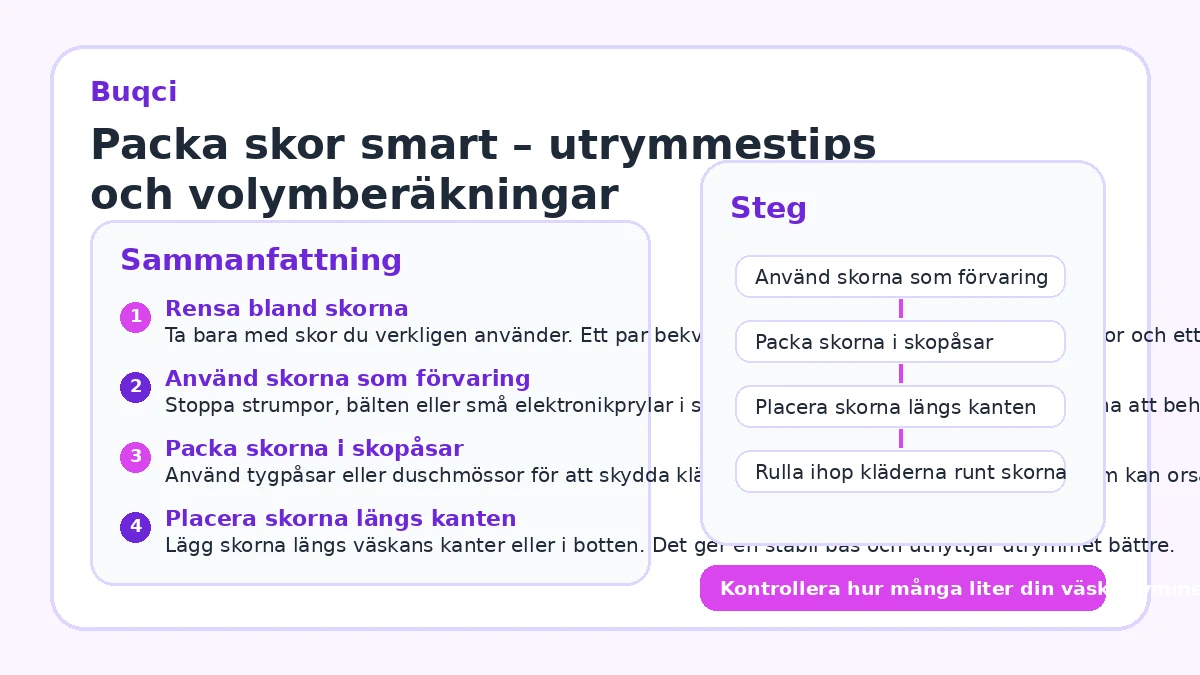 Packa skor smart – utrymmestips och volymberäkningar